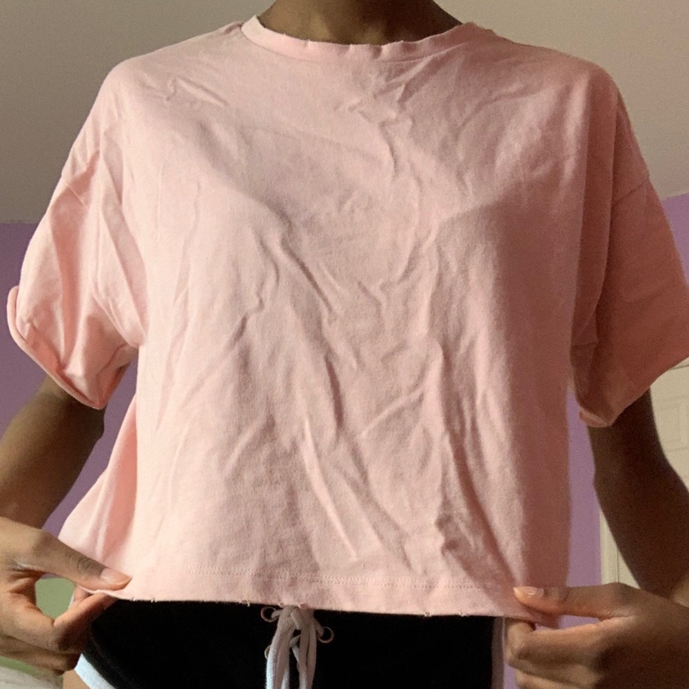 pink crop top
